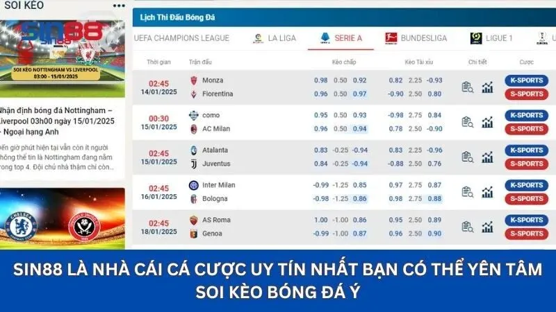 Soi Kèo Bóng Đá Ý: Mẹo Tham Gia Dành Cho Người Mới 3 Sin88 là nhà cái uy tín để bạn soi kèo bóng đá Ý